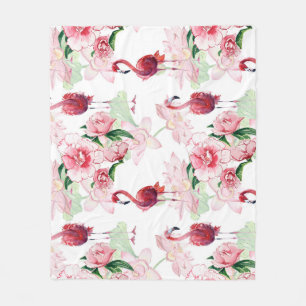 Pink Flamingo: Seamless Pattern Elegance Fleece Blanket