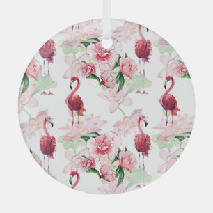 Pink Flamingo: Seamless Pattern Elegance Glass Tree Decoration