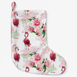 Pink Flamingo: Seamless Pattern Elegance Small Christmas Stocking