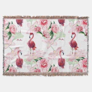 Pink Flamingo: Seamless Pattern Elegance Throw Blanket