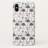 Pink flamingo seamless pattern flowers, leaves