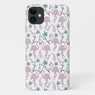Pink flamingo seamless pattern on white background Case-Mate iPhone case