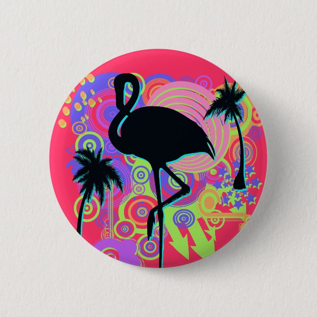 Pink Flamingo Silhouette 6 Cm Round Badge (Front)