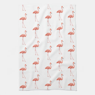 Pink Flamingo Simple Pattern Tea Towel