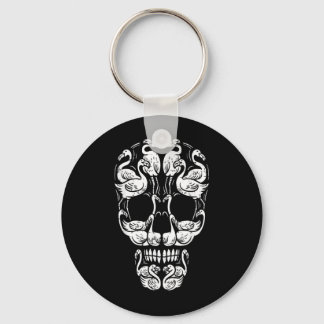Pink Flamingo Skull Breast Cancer Awareness Hallow Key Ring