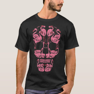 Pink Flamingo Skull Breast Cancer Awareness Hallow T-Shirt