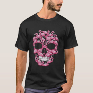 Pink Flamingo Skull Breast Cancer Awareness Hallow T-Shirt