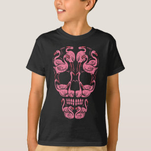 Pink Flamingo Skull Breast Cancer Awareness Hallow T-Shirt