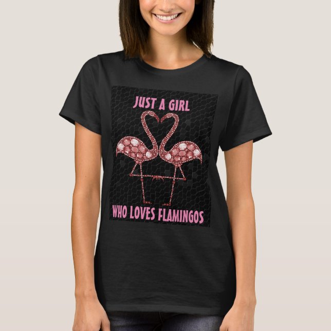 pink flamingo sparkly loves flamingos t-shirts (Front)