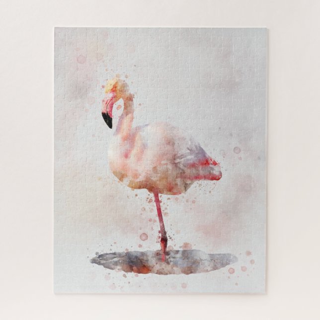 Pink Flamingo Standing - Watercolor – 01 Jigsaw Puzzle (Vertical)