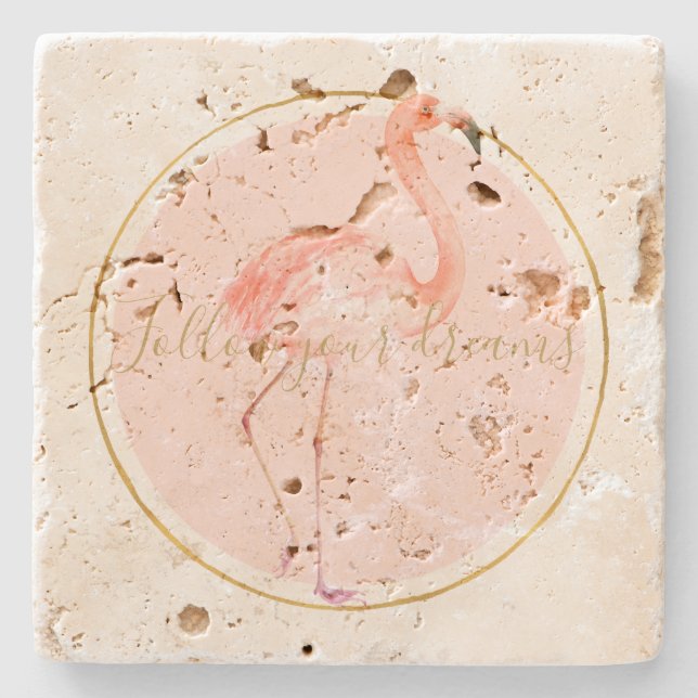Pink Flamingo     Stone Coaster (Front)