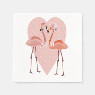 Pink Flamingo stylish heart love Napkin