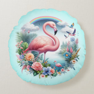 Pink Flamingo Sublimation-95158 Round Cushion