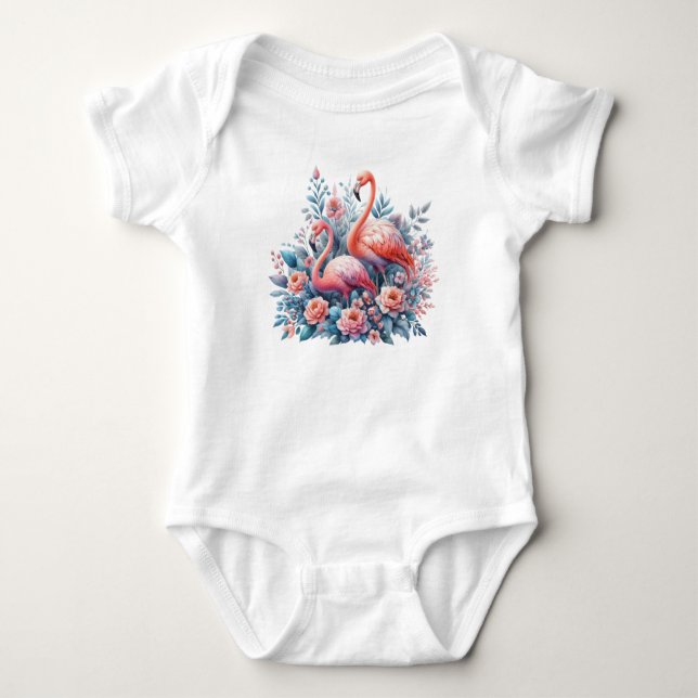 Pink Flamingo Sublimation Baby Bodysuit (Front)