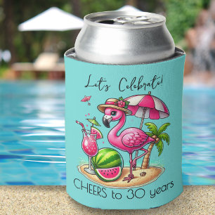Pink Flamingo Summer Birthday Party Can Cooler
