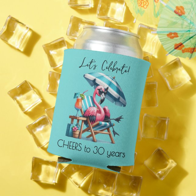 Pink Flamingo Summer Birthday Party Can Cooler (In Situ Summer)