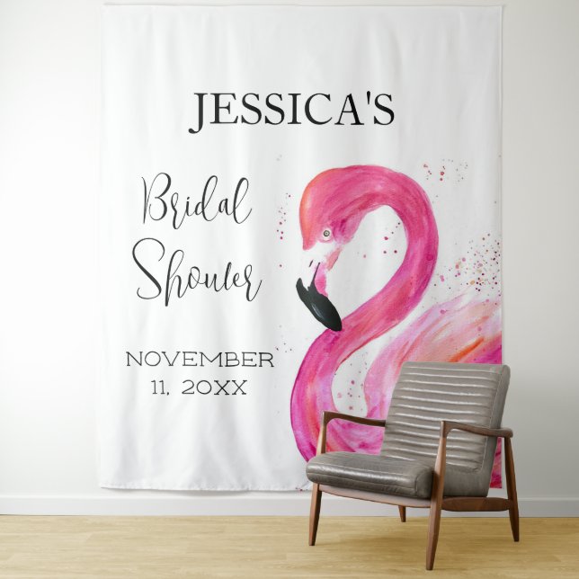 Pink Flamingo Summer Bridal Shower Animal Bird  Tapestry (In Situ)