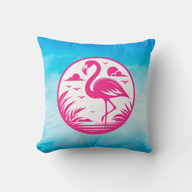 Pink Flamingo Summer Circle Design-68730 Cushion (Front)