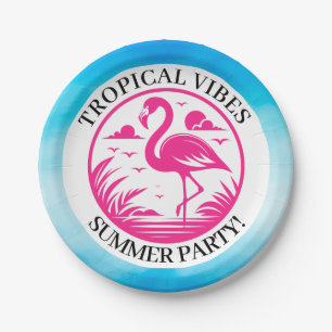 Pink Flamingo Summer Circle Design-68730 Paper Plate
