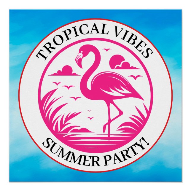 Pink Flamingo Summer Circle Design-68730 Poster (Front)
