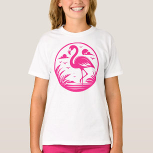 Pink Flamingo Summer Circle Design-68730 T-Shirt