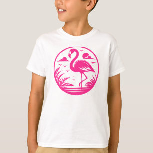 Pink Flamingo Summer Circle Design-68730 T-Shirt