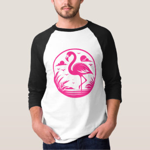 Pink Flamingo Summer Circle Design-68730 T-Shirt