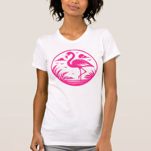 Pink Flamingo Summer Circle Design-68730 T-Shirt