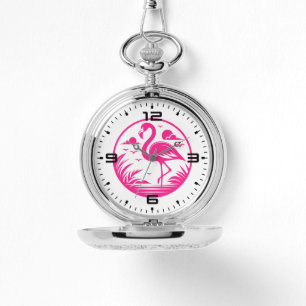 Pink Flamingo Summer Circle Design-68730 Watch