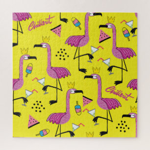 Pink Flamingo: Summer Fashion Pattern Jigsaw Puzzle