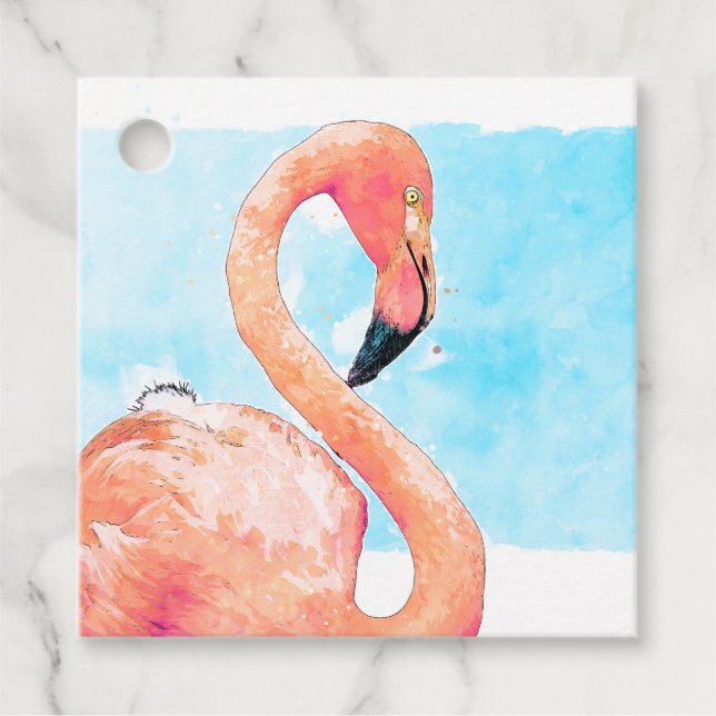 Pink Flamingo Summer Party Favor Tag (Front)