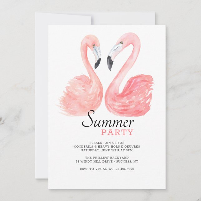 Pink Flamingo Summer Party Invitation (Front)