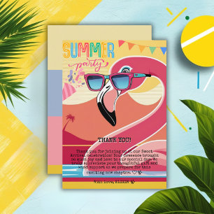 Pink Flamingo Summer Party  Thank You Card