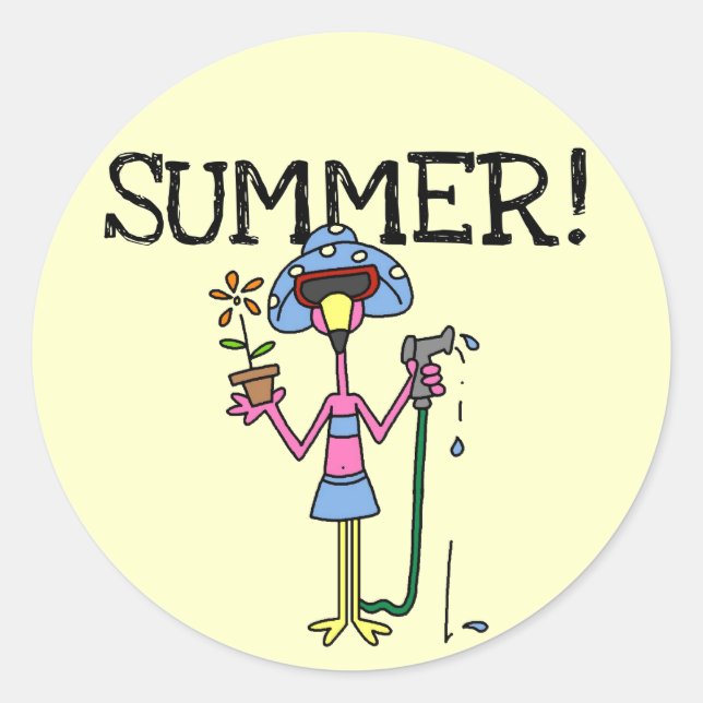 Pink Flamingo Summer T-shirts and Gifts Classic Round Sticker (Front)