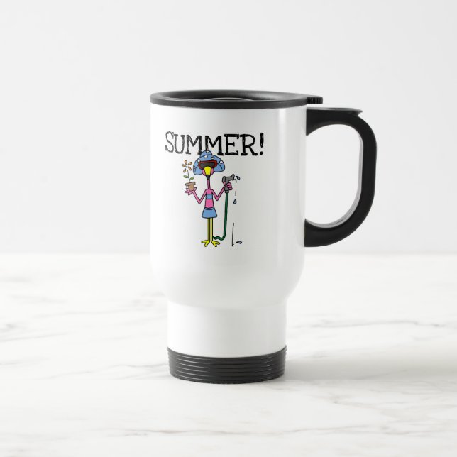 Pink Flamingo Summer T-shirts and Gifts Travel Mug (Right)