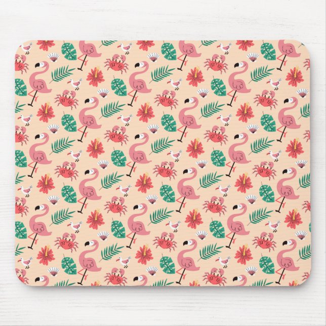 Pink Flamingo Summer Tropical Pattern Mouse Pad (Front)