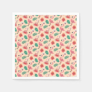 Pink Flamingo Summer Tropical Pattern Napkin