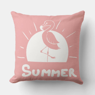 pink flamingo symbolizing summer cushion