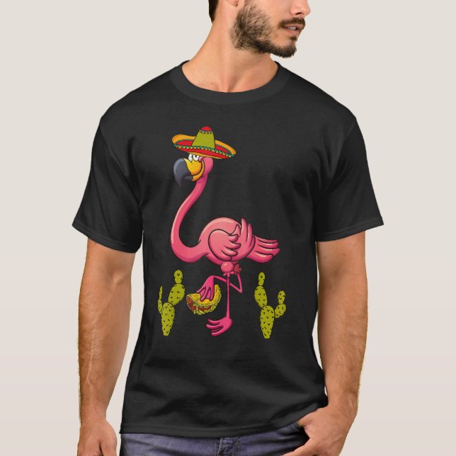 Pink Flamingo Taco  Mexican Cinco De Mayo T-Shirt (Front)