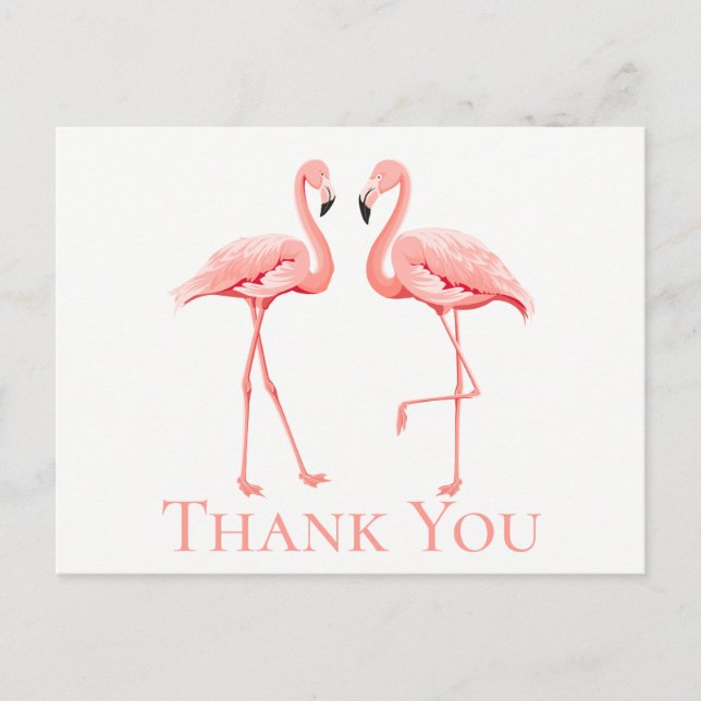 Pink Flamingo Thank You Tropical Wedding Summer Postcard (Front)