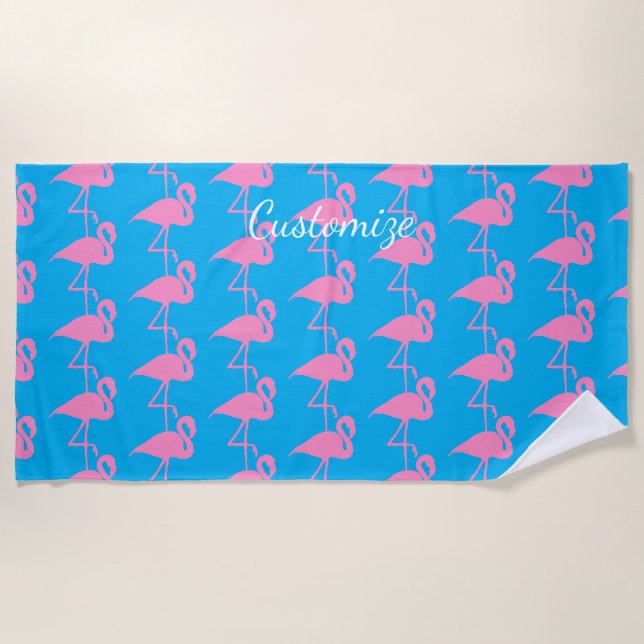 Pink Flamingo Thunder_Cove Beach Towel (Front)