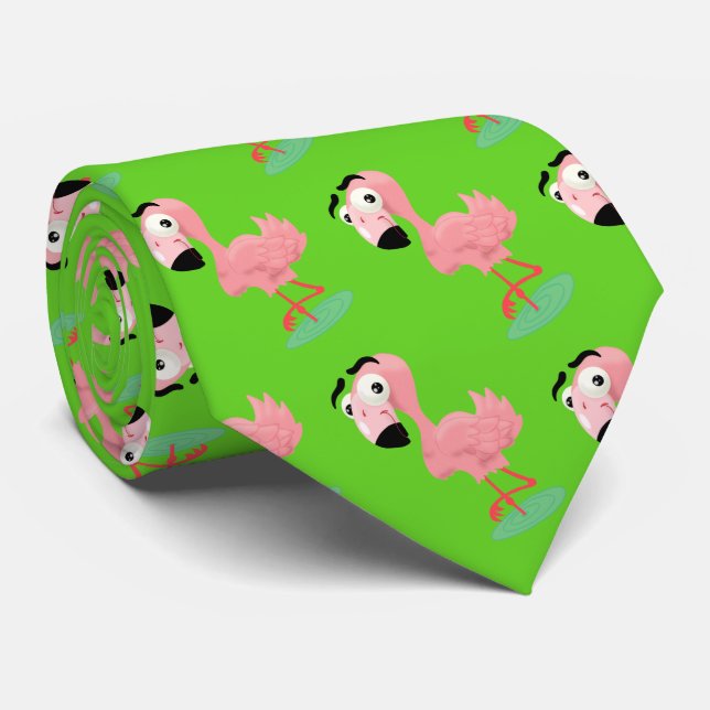 Pink Flamingo Tie (Rolled)