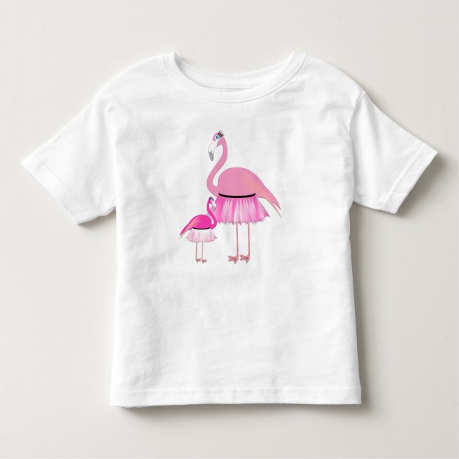 Pink Flamingo Toddler Ruffle Dress T-Shirt (Front)