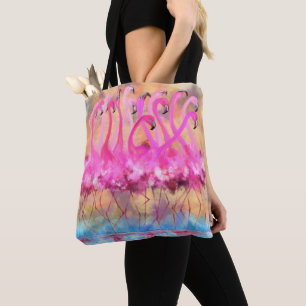 Pink Flamingo Tote Bag Love Dance