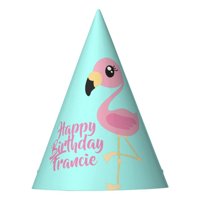Pink Flamingo Tropical 1st Birthday Party Hats (Front)