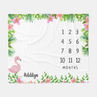 Pink Flamingo Tropical Baby Milestone