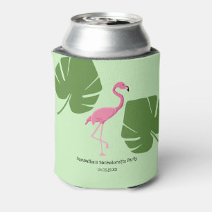 Pink Flamingo Tropical Bachelorette custom Can Cooler