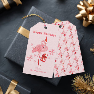 Pink Flamingo Tropical Beach Bird Christmas Gift Tags