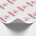 Pink Flamingo Tropical Beach Jolly Festive Wrapping Paper<br><div class="desc">A modern stylish holiday wrapping paper with modern typography featuring a decorated Flamingo. Easily customise this wrapping paper by clicking the "Personalise" button.</div>