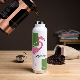 Pink Flamingo Tropical Bridal Shower personalised Water Bottle